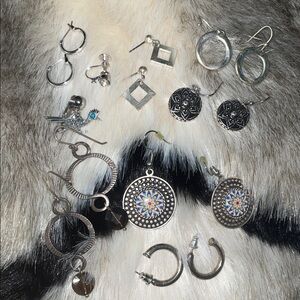 925 Israel quartz etc. Silver-Tone Drop Earrings - Multi-Color Accent